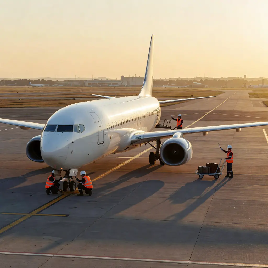 Борт авиакомпании Air Arabia на перроне аэропорта Шарджа готовится к раннему вечернему вылету по новому маршруту зимой 2026 года