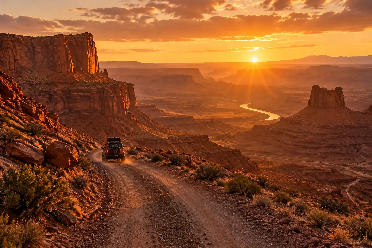 Пустынный пейзаж Вади-Рум на рассвете: в 2026 году здесь запустили прямой наземный трансфер до Аль-Улы для групп до 8 человек